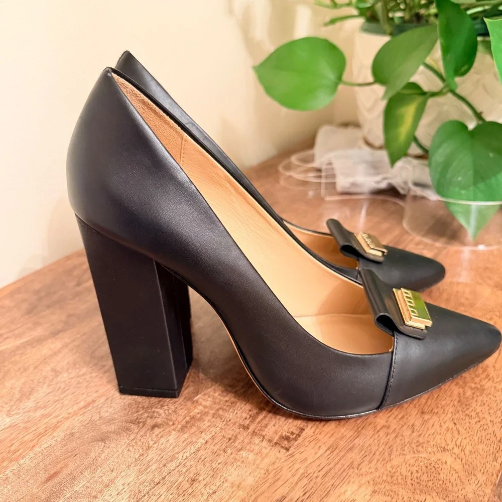 Zac Zac Posen Pumps Size 38 Black Leather Dark Academia Corporate Goth Designer